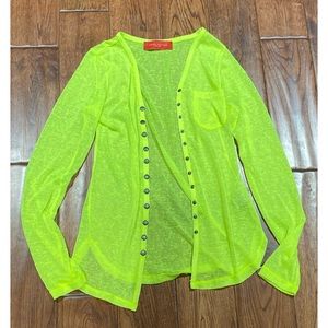 Lime Green See-Through Cardigan